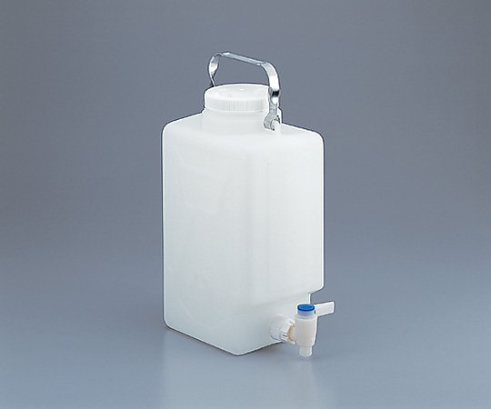 フッ素加工活栓付角型大型瓶(HDPE製)