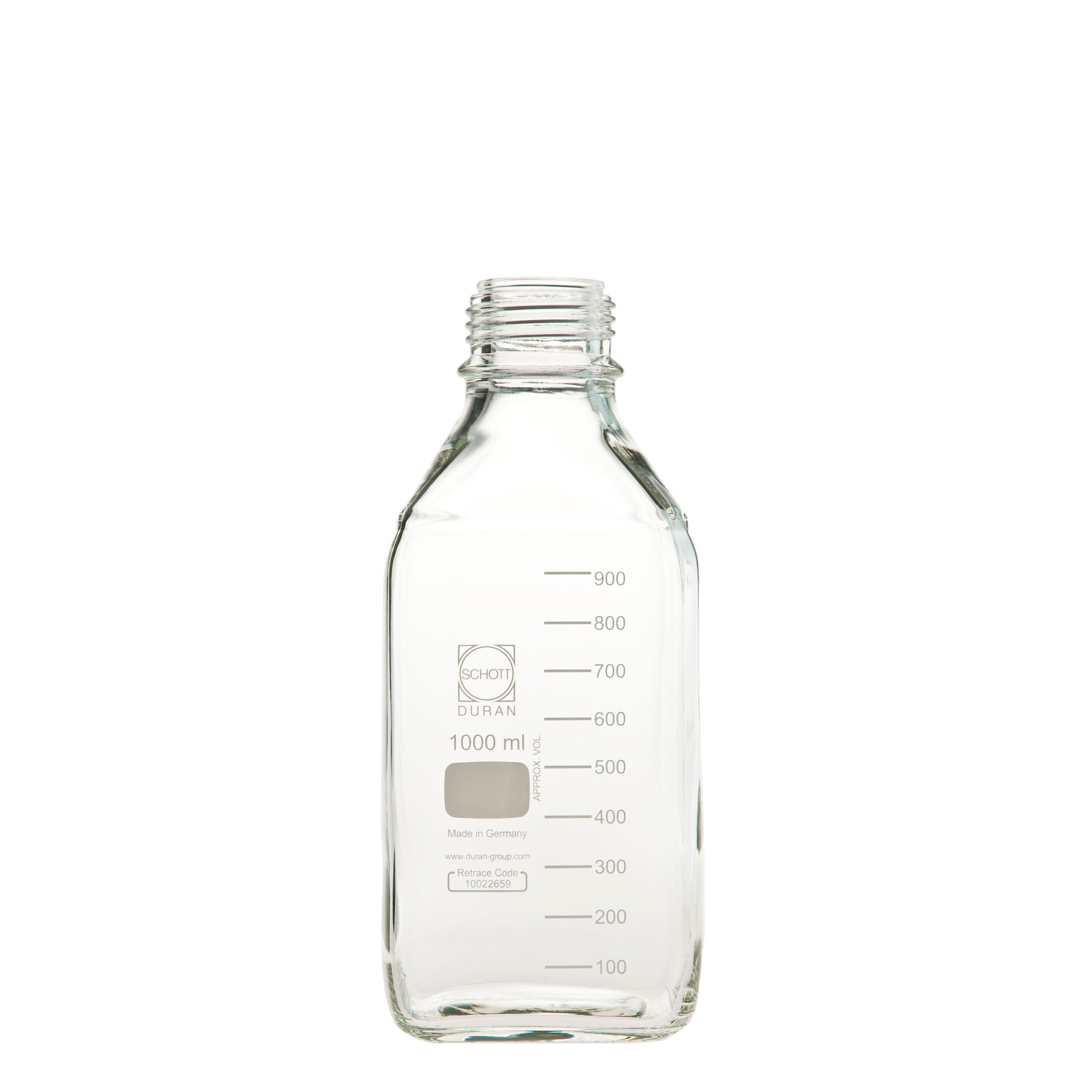 DURAN ねじ口角びん(メジュームびん) びんのみ 1L GL-45(10個)