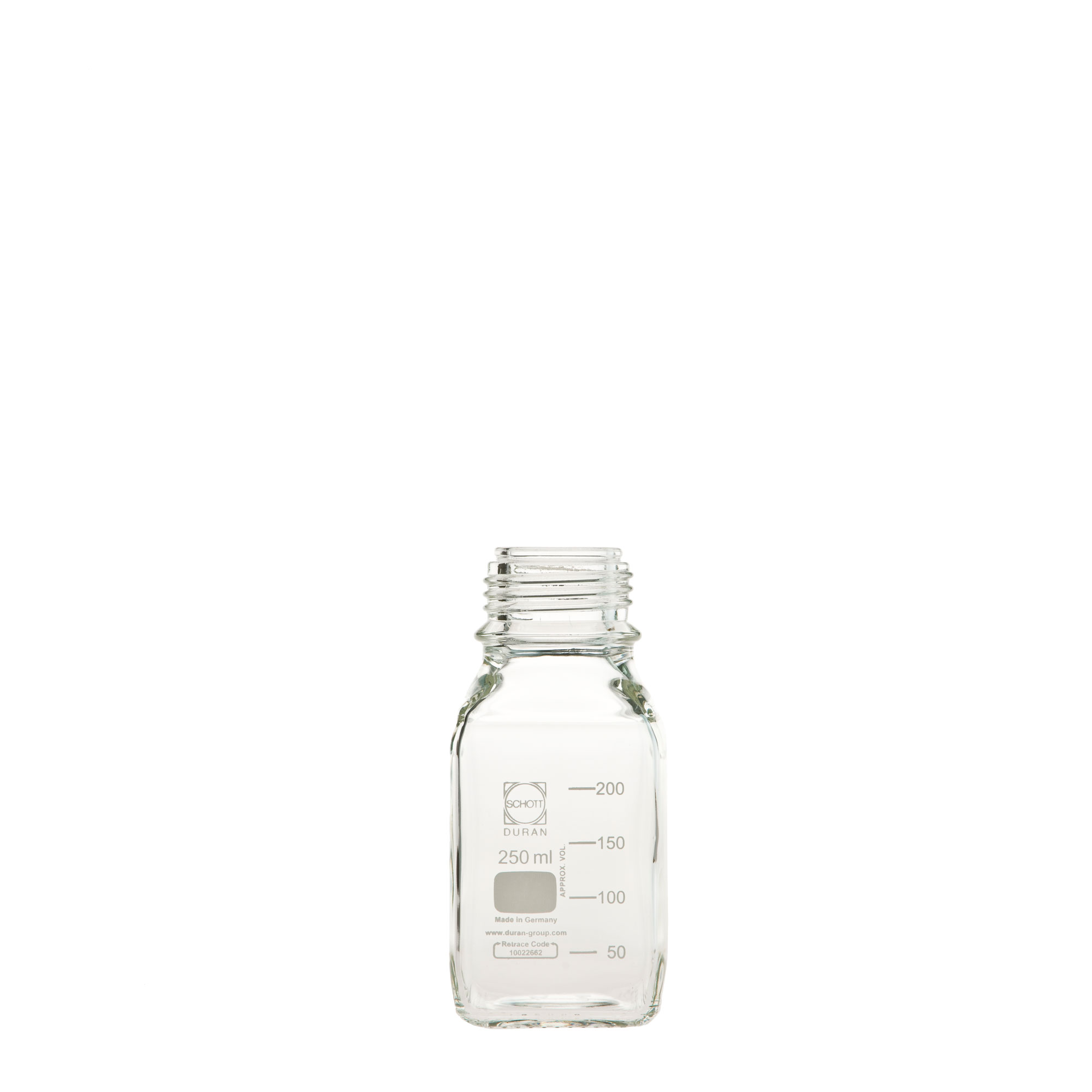 DURAN ねじ口角びん(メジュームびん) びんのみ 250mL GL-45(10個)