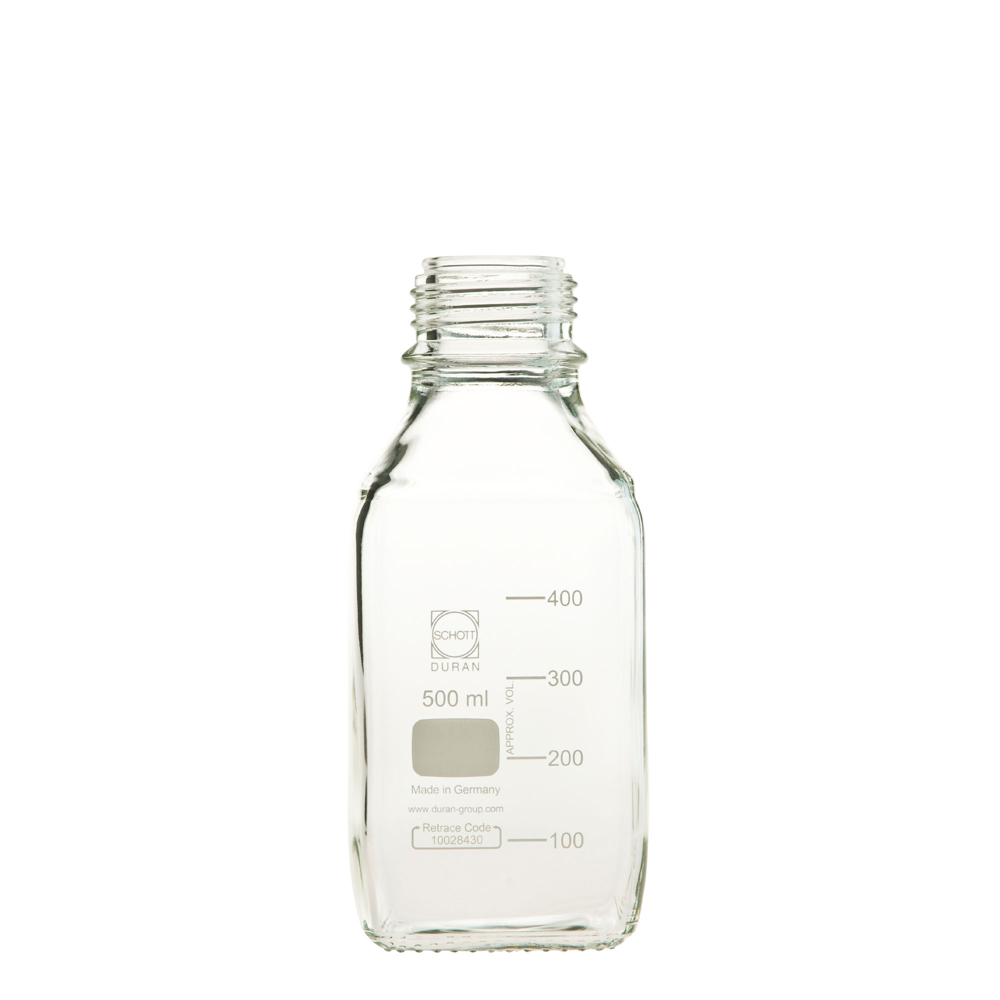 DURAN ねじ口角びん(メジュームびん) びんのみ 500mL GL-45(10個)