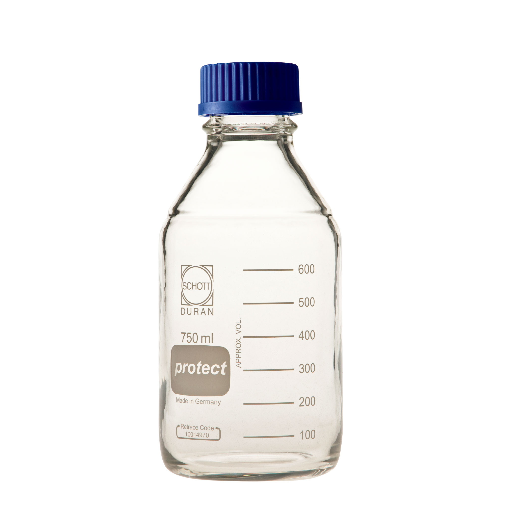 DURAN ねじ口びん セーフティコート 青キャップ付 750mL(10個)