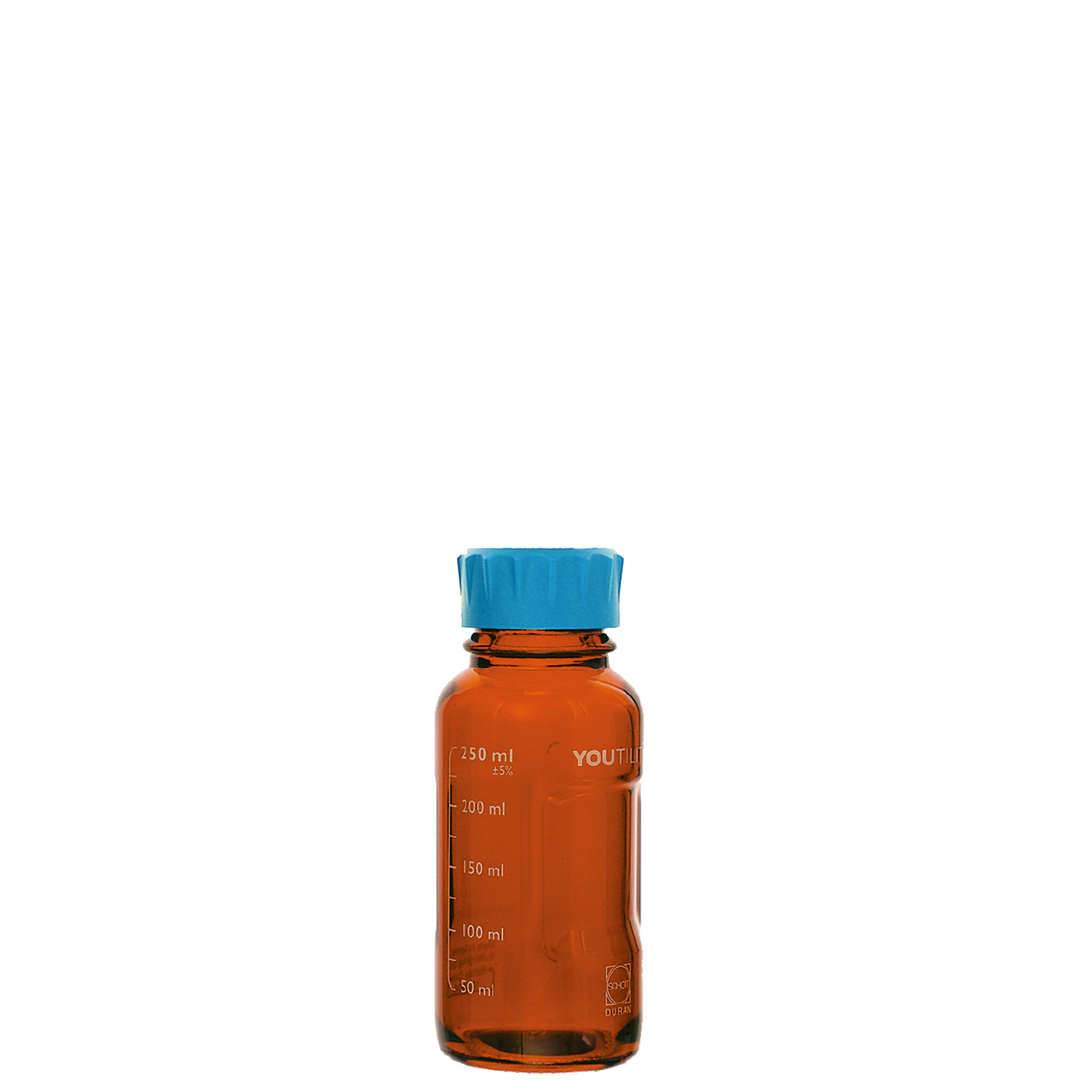 DURAN ユーティリティーねじ口ボトル 茶褐色 茶褐色 水キャップ付 250mL(4個)