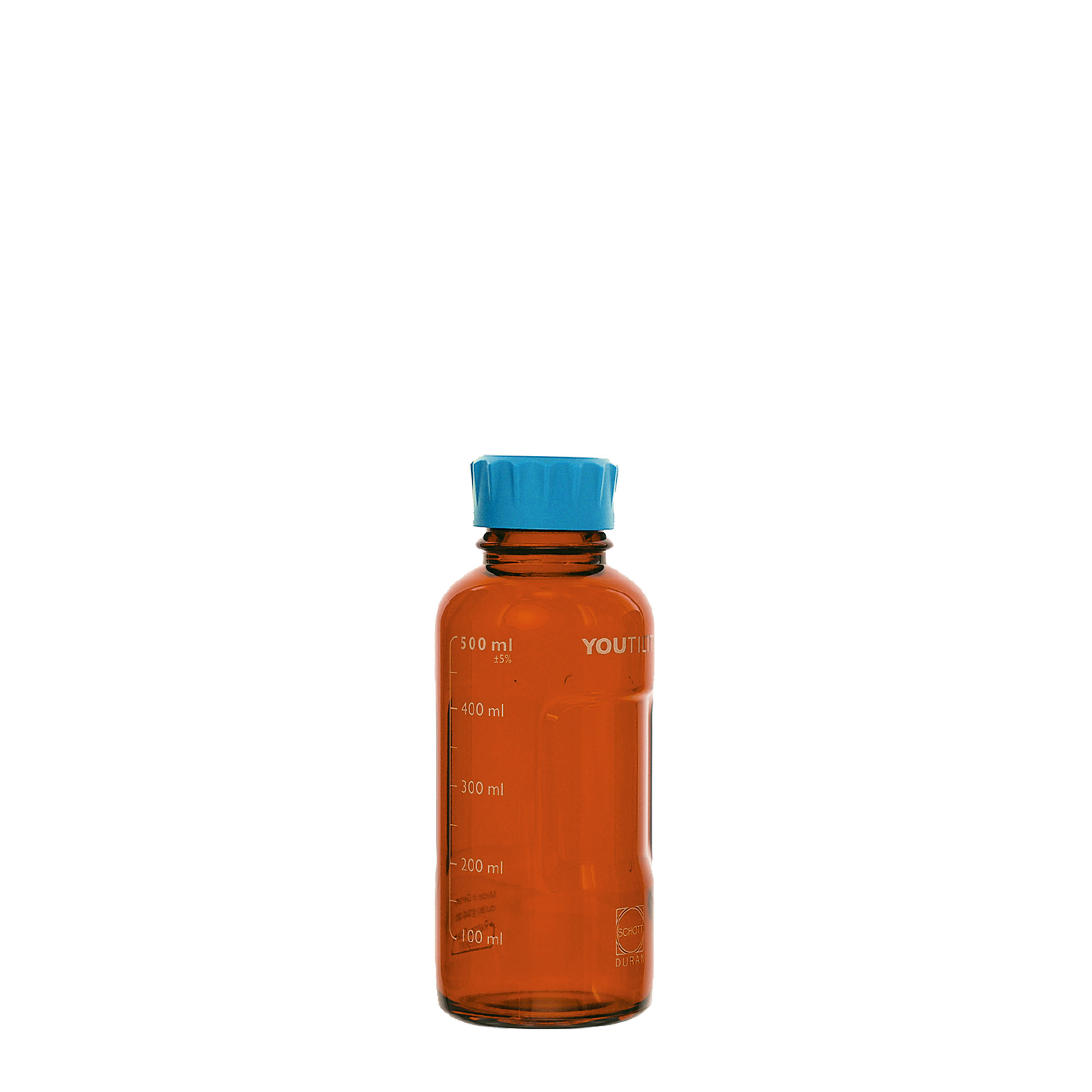 DURAN ユーティリティーねじ口ボトル 茶褐色 茶褐色 水キャップ付 500mL(4個)