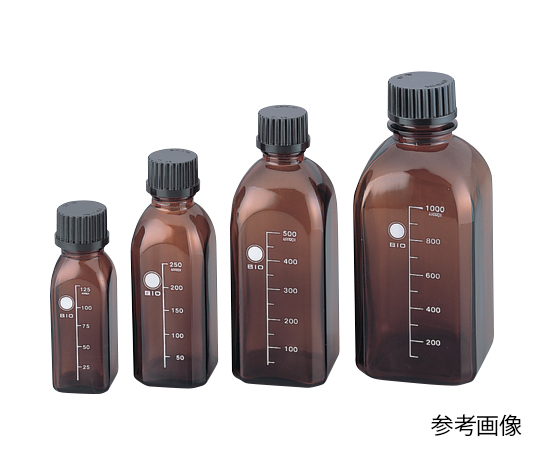 【受注停止】099560-125 ねじ口瓶角型茶 黒キャップ付 125mL GL-32 柴田科学(SIBATA)