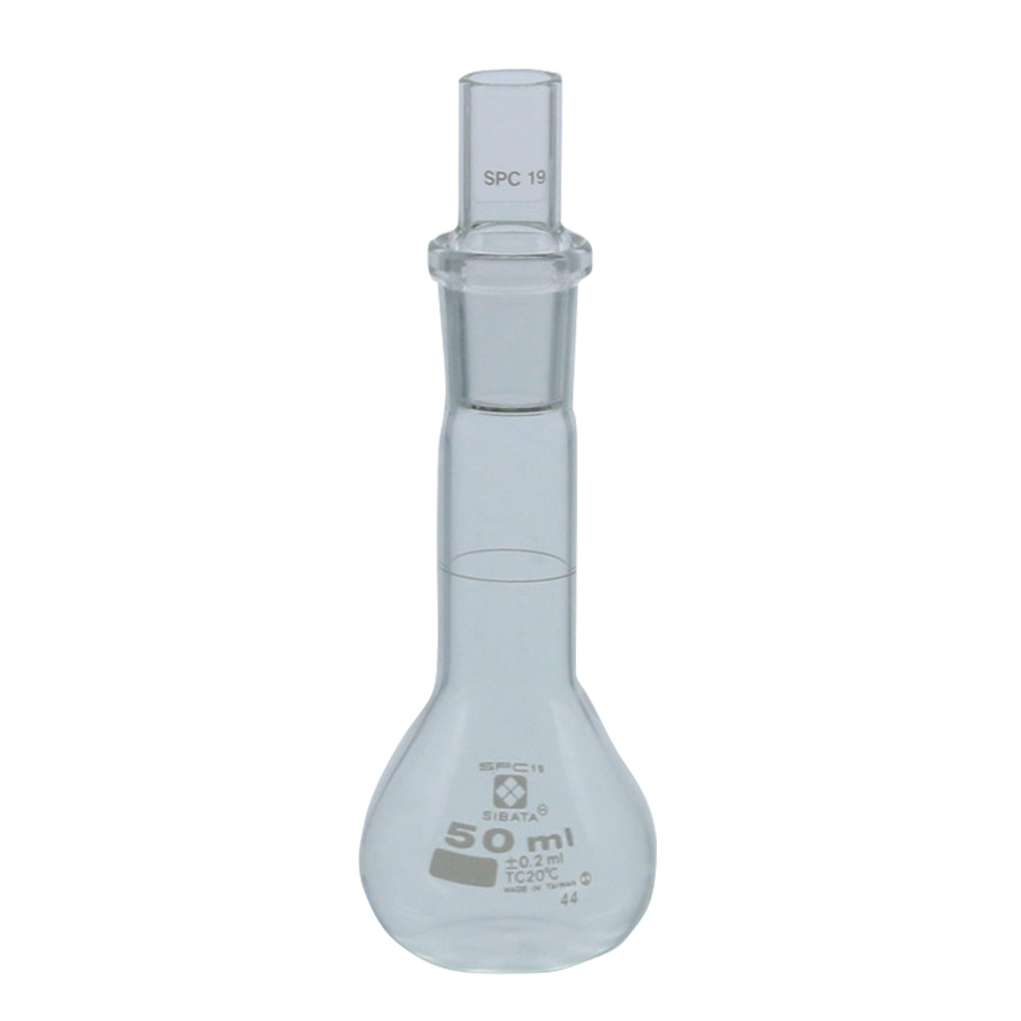 SPCメスフラスコ 短形(全量フラスコ) SPCキャップ付 50mL(6個)