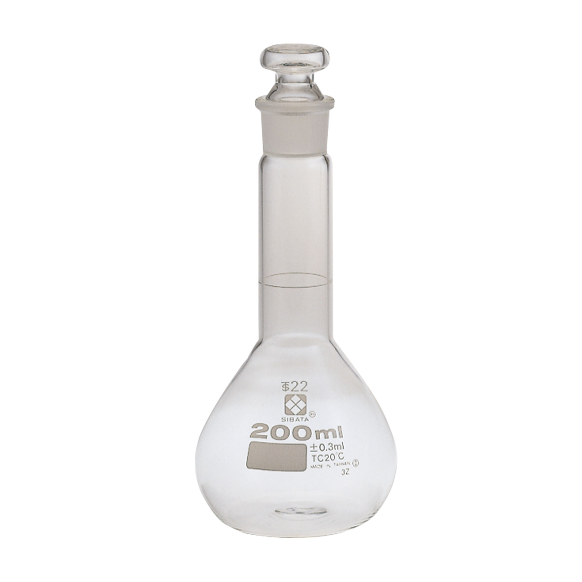 メスフラスコ 短形(全量フラスコ) 共通摺合せガラス平栓付 200mL(5個)