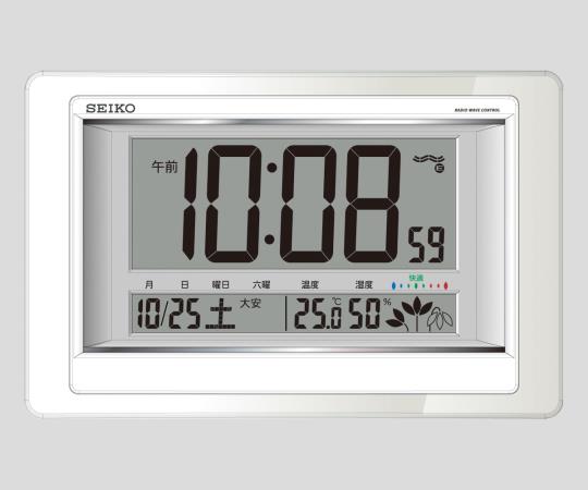 【受注停止】2-7730-11 温度湿度計付電波デジタル時計 SQ432W セイコー