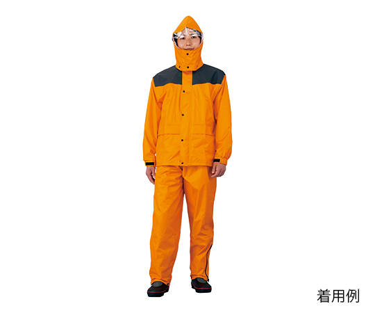 2-8961-12 レインウェア(耐久補強高圧防水) L PVCコーティング オレンジ おたふく手袋 印刷
