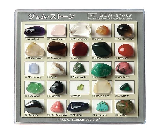 3-655-03 鉱物標本(ジェムストーン25種) 東京サイエンス 印刷