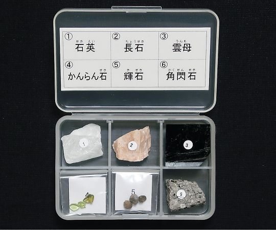 3-657-05 岩石標本(岩石標本造岩鉱物6種) 東京サイエンス