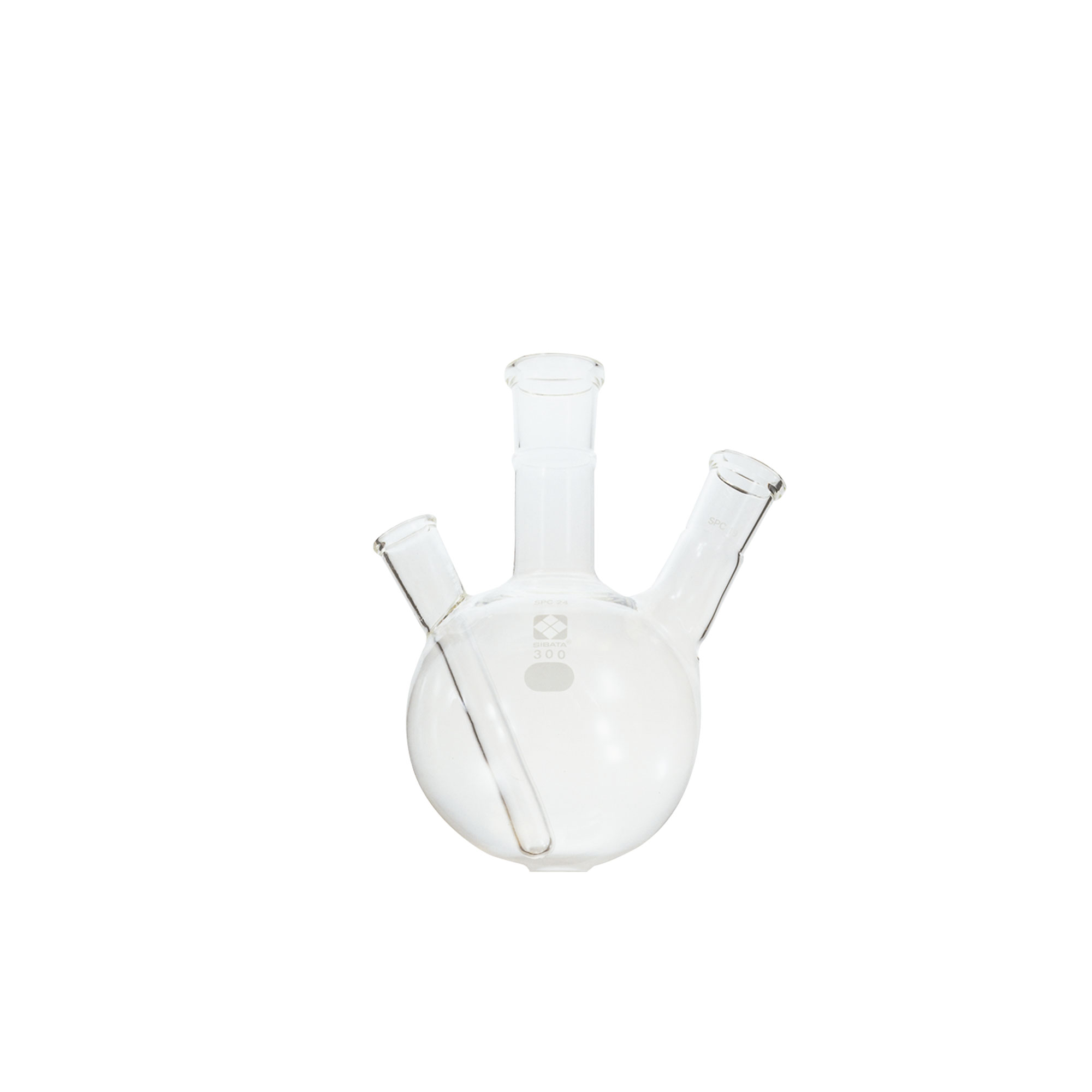 031120-24300 SPC二口丸底フラスコ 温度計用封入管付 300mL 柴田科学(SIBATA)