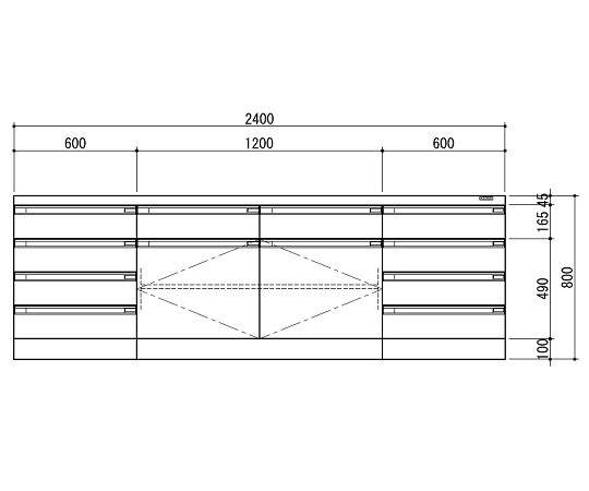 3-1280-12 サイド実験台 ホワイト・木製タイプ 2400×750×800 SQA-2475W アズワン(AS ONE)