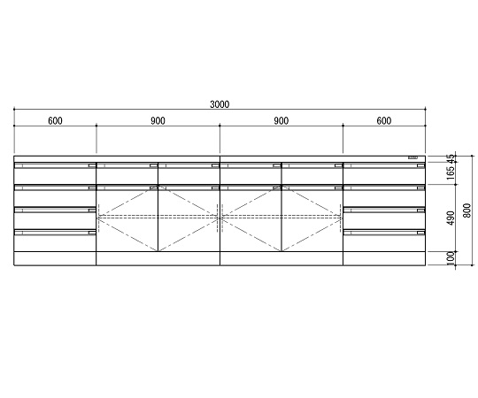 サイド実験台 ホワイト・木製タイプ 3000×750×800 SQA-3075W