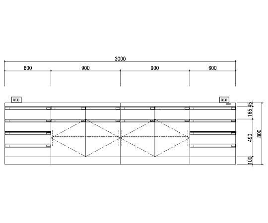 3-3851-03 中央実験台 木製ホワイトタイプ・ケコミ型 3000×1200×800 SAO-3012CBW アズワン(AS ONE)
