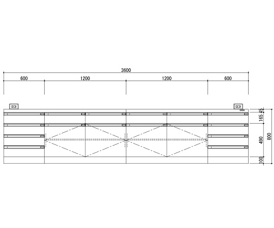 中央実験台 木製ホワイトタイプ・ケコミ型 3600×1200×800 SAO-3612CBW