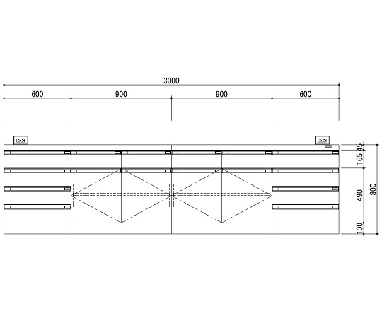 中央実験台 木製ホワイトタイプ・ケコミ型 3000×1500×800 SAO-3015CBW