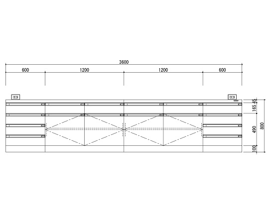 中央実験台 木製ホワイトタイプ・ケコミ型 3600×1500×800 SAO-3615CBW