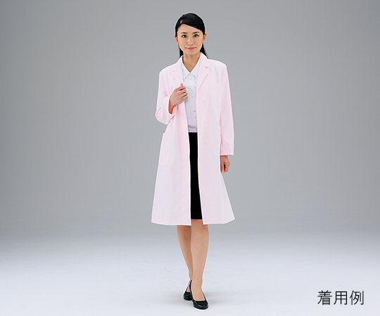 3-5934-02 女子コート型実習白衣 (シングル) 長袖  M ピンク CP-1303 高浜ユニフォーム