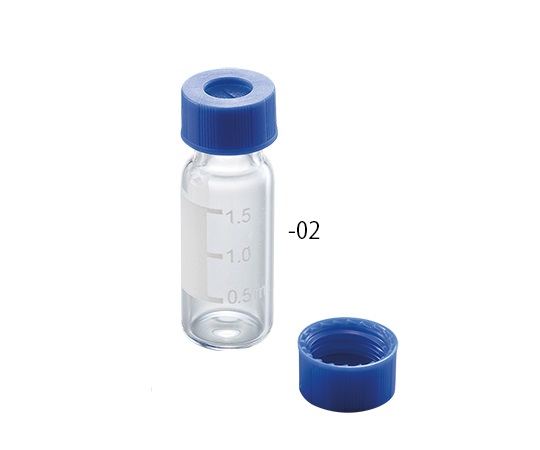3-6159-02 低溶出広口スクリューキャップバイアル バイアル瓶+セプタム付き青キャップ(セプタムスリット有) 6904-74499(100個) PROQUALITA 印刷