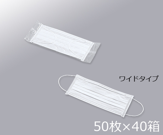 3-6851-11 クリーンルーム用ディスポマスク ワイドタイプ(50枚×40箱) アズワン(AS ONE)