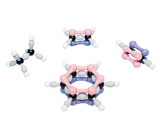 3-7128-07 分子モデルシステム Molymod (カーボン12/18、水素結合9/18) 環状有機セット