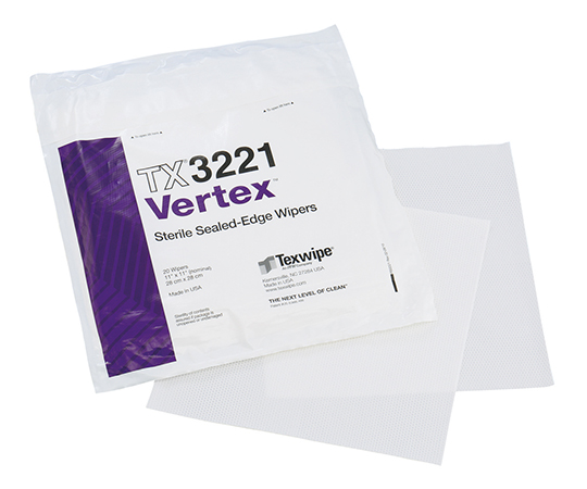 3-7627-01 滅菌バーテックスワイパー Starile VERTEX(R) 280×280mm TX3221(100枚×5袋) テックスワイプ(TEXWIPE) 印刷