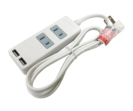 3-8318-01 USB付タップ 2個口 込口防塵シャッター付 SK-2T2USBW 星光商事 印刷