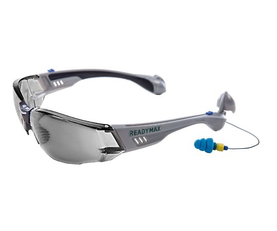 3-8989-04 イヤープラグ内蔵型保護眼鏡(サイドガード) グレー GLCNS-GR ReadyMax