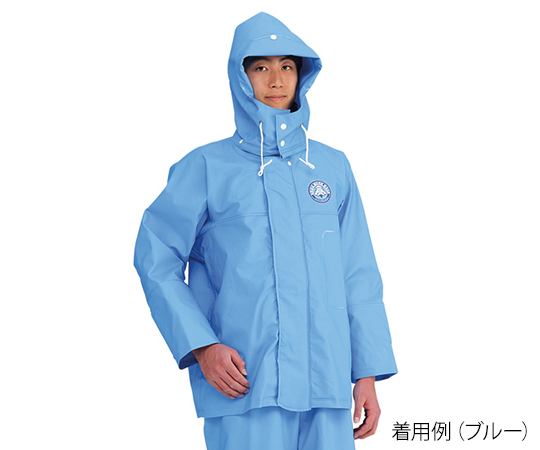 3-9334-03 水産ジャケット(フィッシャーマンジャケット) ブルー L RA-96 阪神素地 印刷
