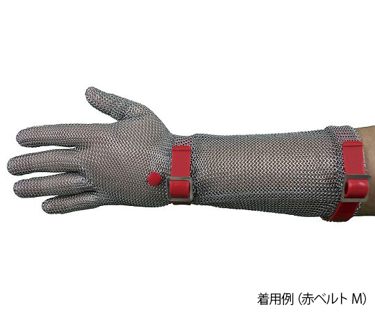 3-9852-13 ステンレスメッシュ手袋(ロングカフ) 赤ベルト M 0GCM.131.32.000. Manulatex
