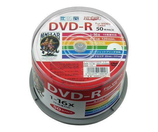4-1460-03 メディアディスク DVD-R HDDR120JCP50(50枚) 磁気研究所