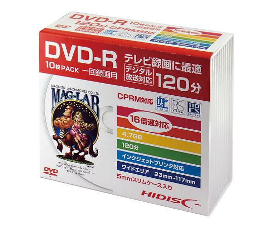 4-1460-04 メディアディスク DVD-R HDDR120JCP10SC(10枚) 磁気研究所 印刷