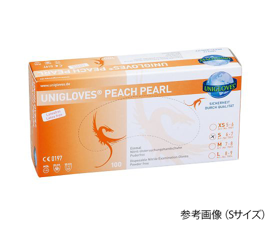 【受注停止】7803PEACH カラフルニトリル手袋(パウダーフリー) M オレンジ 7803 PEACH(100枚) UNIGLOVES 印刷