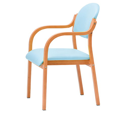 8-7787-21 木製椅子(ビニールレザー張りタイプ) 丸背 ライトブルー MW-320(V14)LBU アイコ