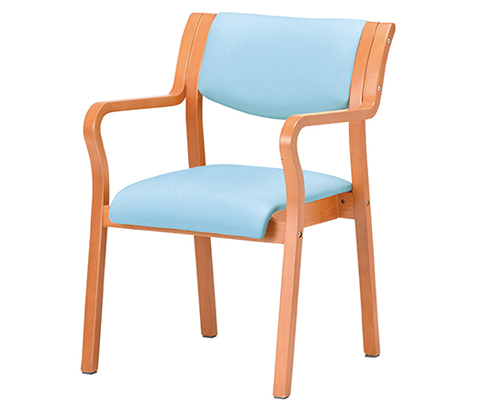 8-7787-25 木製椅子(ビニールレザー張りタイプ) 角背 ライトブルー MW-310(V14)LBU アイコ