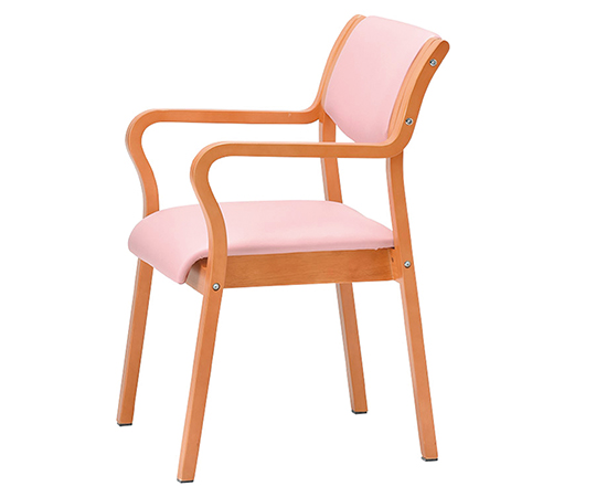 8-7787-27 木製椅子(ビニールレザー張りタイプ) 角背 ピンク MW-310(V14)PI アイコ 印刷