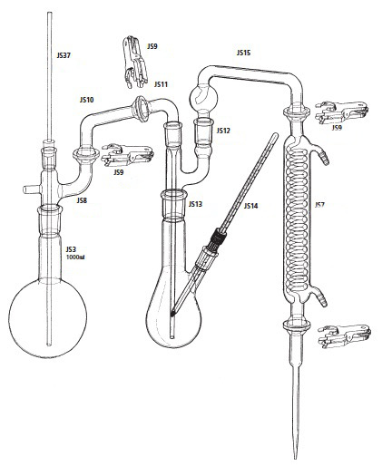ふっ素イオン水蒸気蒸留装置 JSF-1型 架台・プロパンガス用バーナー付