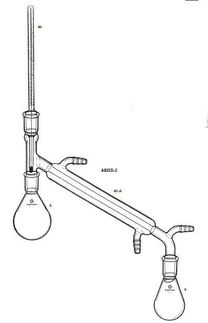 リービッヒ蒸留装置 ト字管付 AB25D-2型 100mL