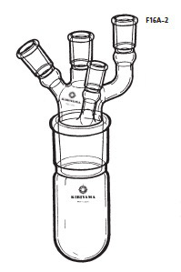 円筒フラスコ 四口ジョイント付 100mL 12/20 15/25 45/50
