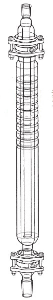 【受注停止】FR67E-4-3 桐山オーバルリングガラス充填蒸留塔(H.E.T.P. 42mm) FR67E-4型 φ25mm 1000mm 桐山製作所(KIRIYAMA)