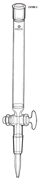 透明共通摺合せ クロマトカラム ガラスコック付 グラスフィルター付 CH108-2型 φ20×300mm 15/25 15/25