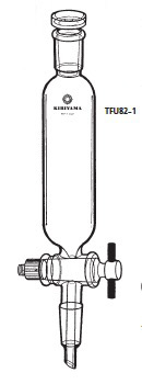 透明共通摺合せ 円筒滴下ロート フッ素樹脂コック付 TFU82-1型 20mL 15/25 15/25