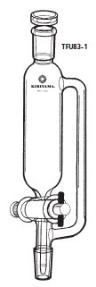 透明共通摺合せ 等圧滴下ロート フッ素樹脂コック付 TFU83-1型 100mL 15/25 15/25