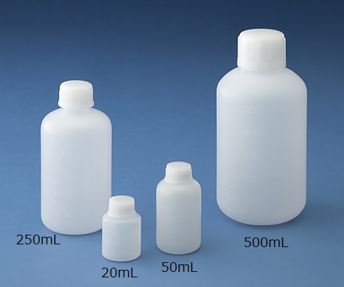 10-2727-55 標準規格瓶 丸型細口(ナチュラル) 500mL ニッコー・ハンセン