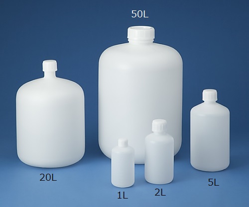 10-2708-55 標準規格瓶 丸型細口(ナチュラル) 1L セットなし ニッコー・ハンセン