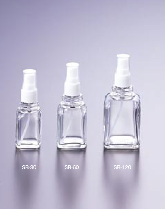 0815-01 角型スプレー瓶 透明 SB-30(24本) マルエム 印刷