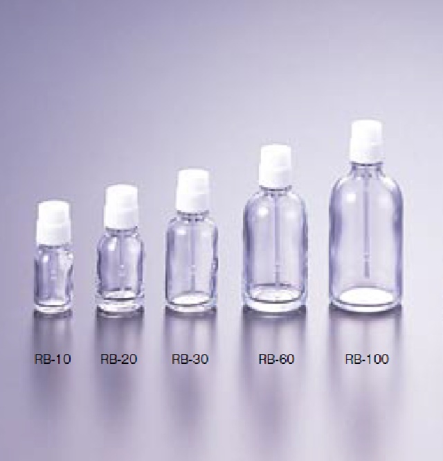 0814-21 丸型ブリストル瓶 透明 RB-10(24本) マルエム 印刷