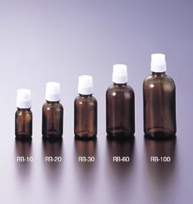 0814-27 丸型ブリストル瓶 褐色 RB-20(24本) マルエム 印刷