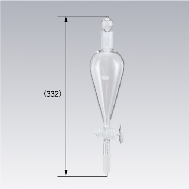 共通摺合分液ロート スキーブ形 ガラスコック付 200mL 下部19/38